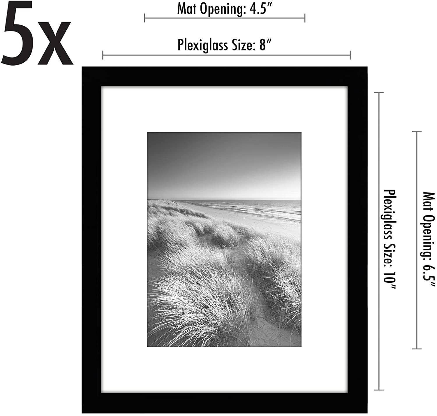 Americanflat - Wholesale Picture Frame - Americanflat Picture Frame with Mat Slim Molding (5 Pack)126