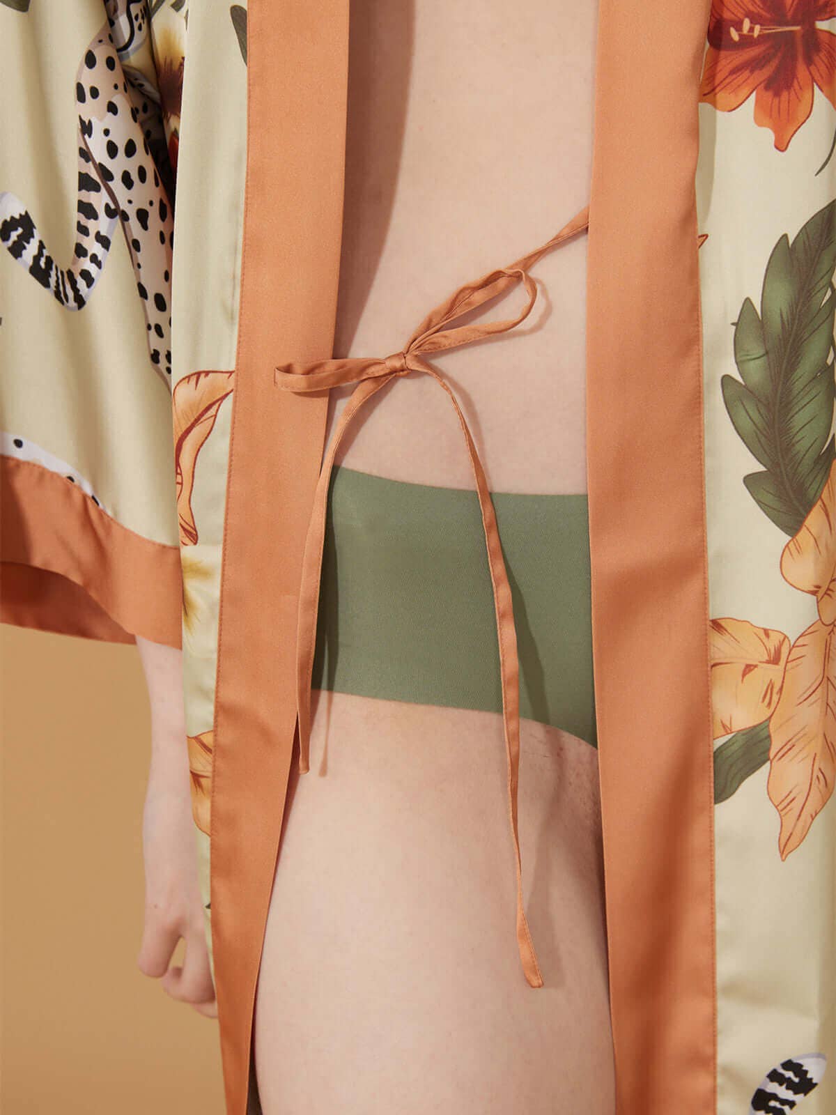 Orange Leopard Kimono Robe for wholesale on Faire7