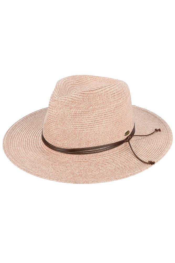 Hana - Wholesale Straw Hat - Women's - C.C String Trim Band Panama Sun Hat4