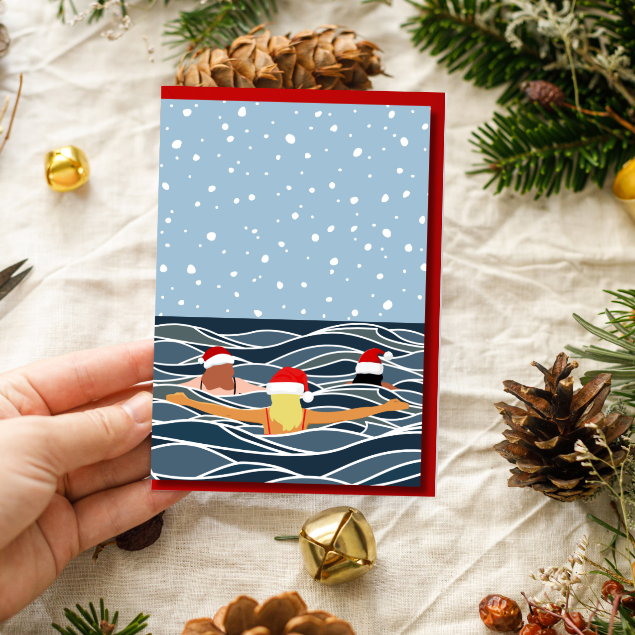 Waves & Wander - Wholesale Christmas Card - Christmas Swim with Friends1