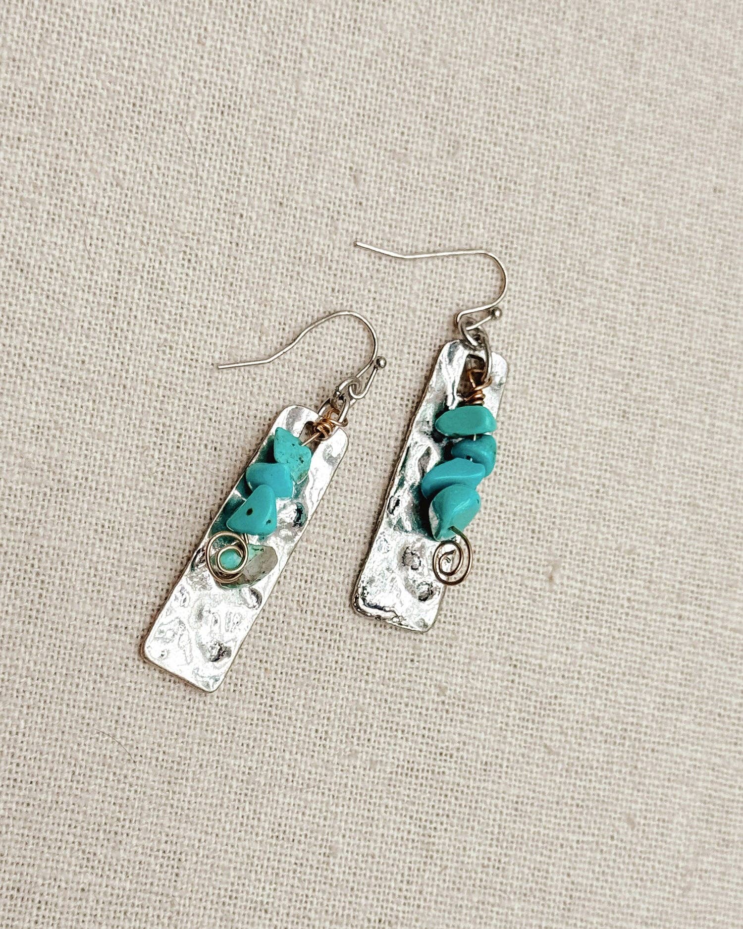 Juniper Wish - Wholesale Dangle Earrings - Turquoise Drop Earrings – Hammered Silver2