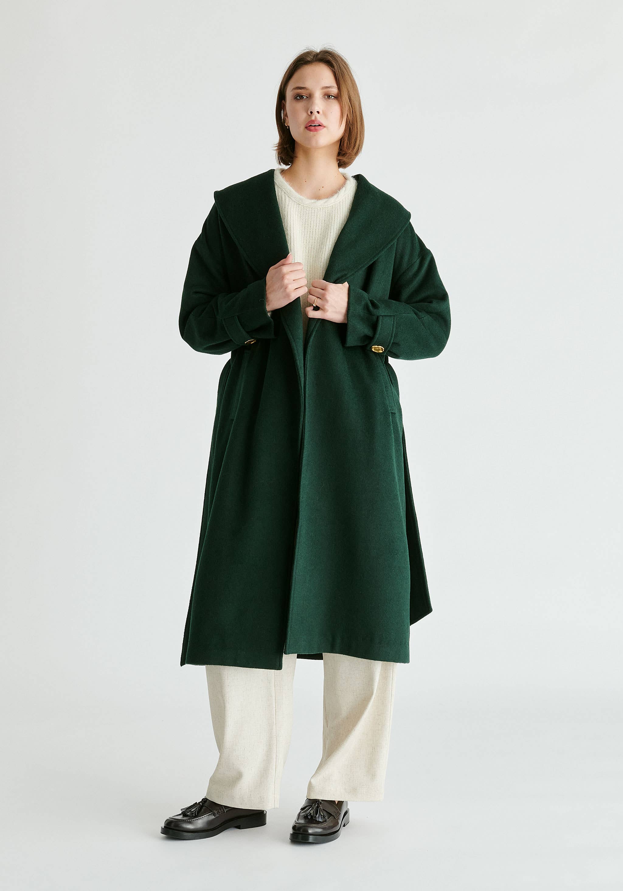 Paisie - Wholesale Coat - Women's - Shawl Collar Wool Coat with Belt14