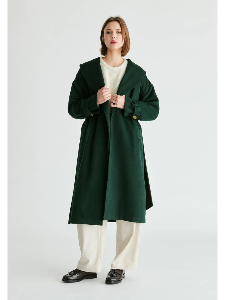 Paisie - Wholesale Coat - Women's - Shawl Collar Wool Coat with Belt14