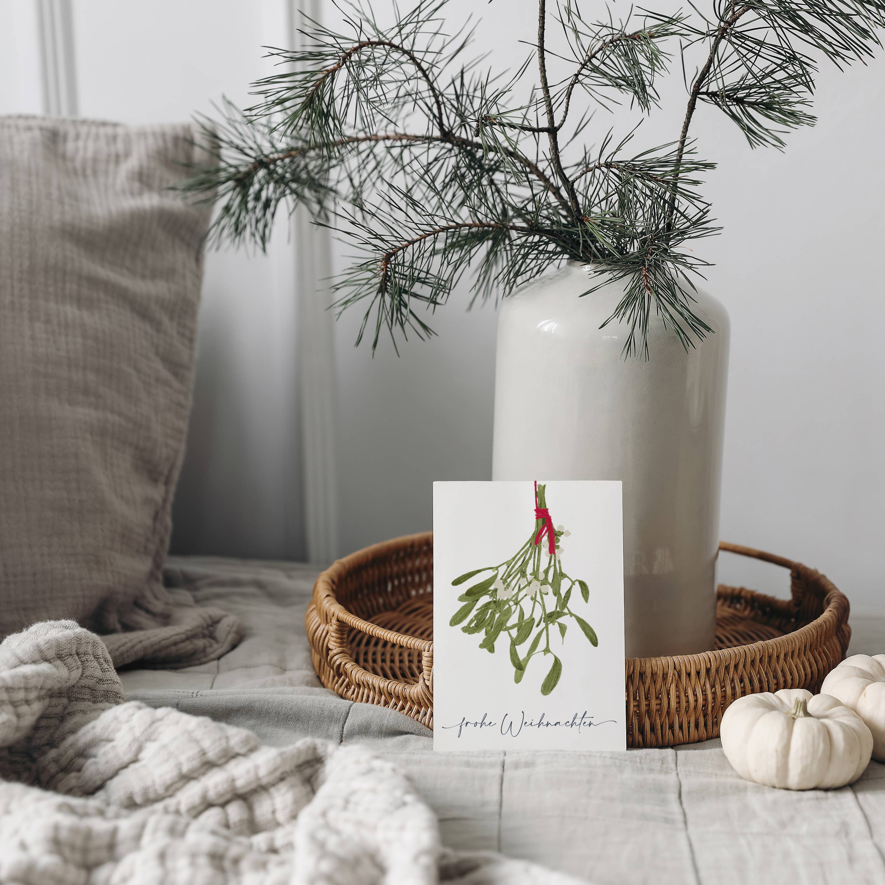 Wildblumen Atelier - Vendita all'ingrosso Biglietti di auguri di Natale - Biglietto di Natale vischio buone feste, carta FSC3