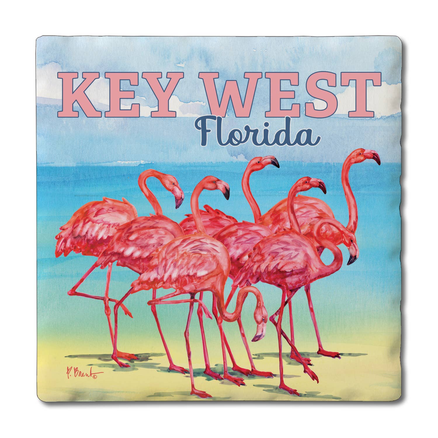 CounterArt/Highland Home/Thirstystone - Wholesale Coasters - Name Drop Single Tumbled Tile Coaster-Flamingo Horizon0
