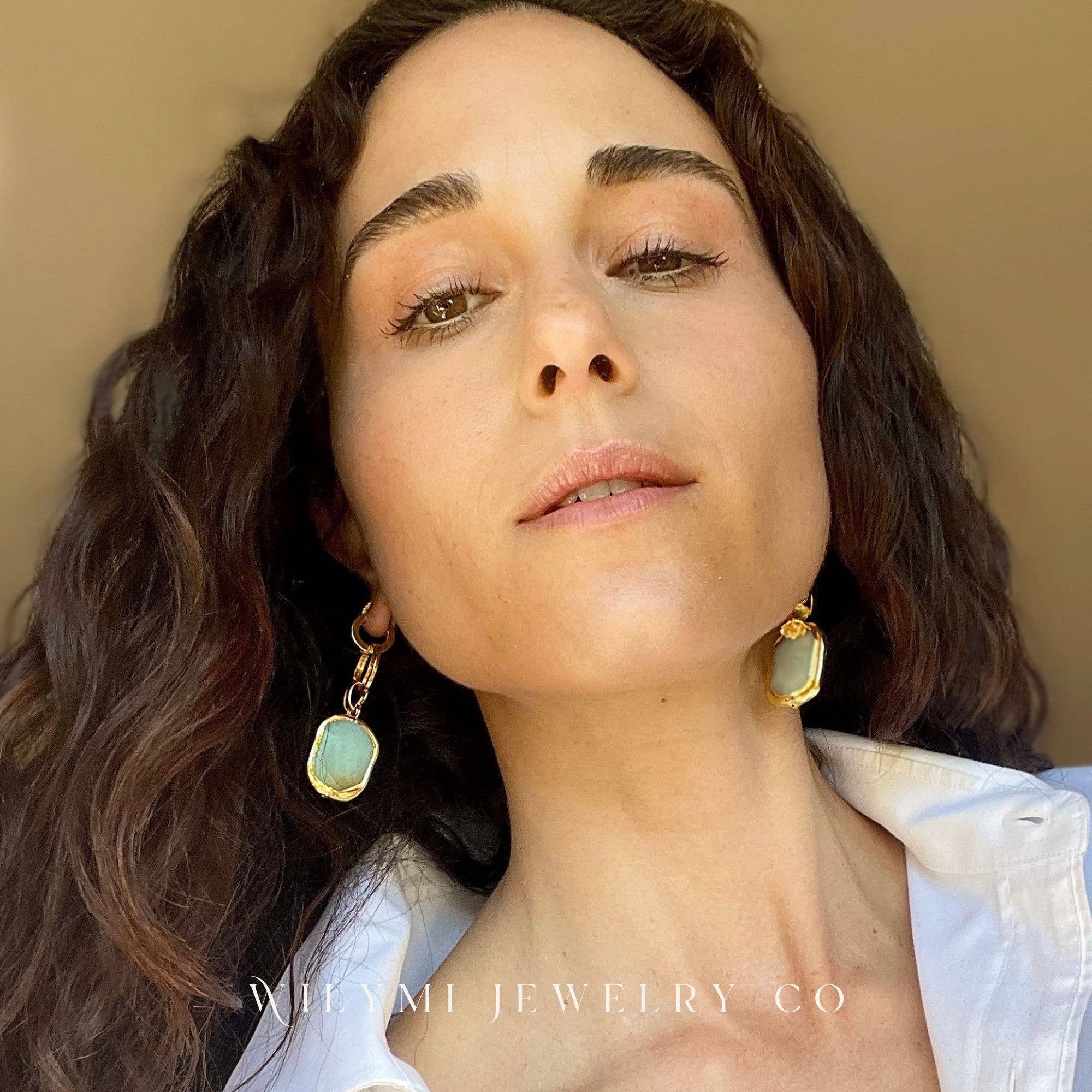 WILYMI Jewelry Co - Vente Boucles d'oreilles pendantes - Créoles 4-en-1 JOY | GF + Acier inoxydable + Amazonite10