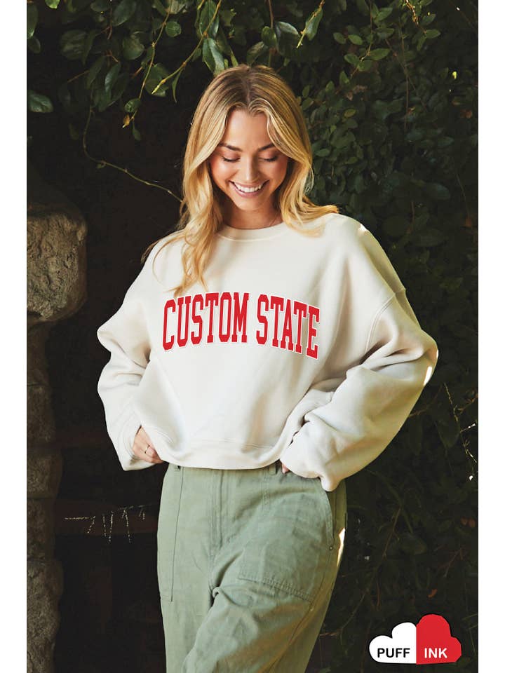 OAT COLLECTIVE - Wholesale Graphic Sweatshirt - Women's - CUSTOM STATE PUFF Mid Graphic Sweatshirt3
