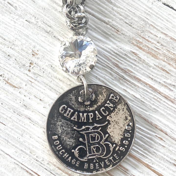 VB&CO Designs Handmade Jewelry - Wholesale Pendant/Charm Necklace - Champagne French coin necklace boutique salon jewelry5
