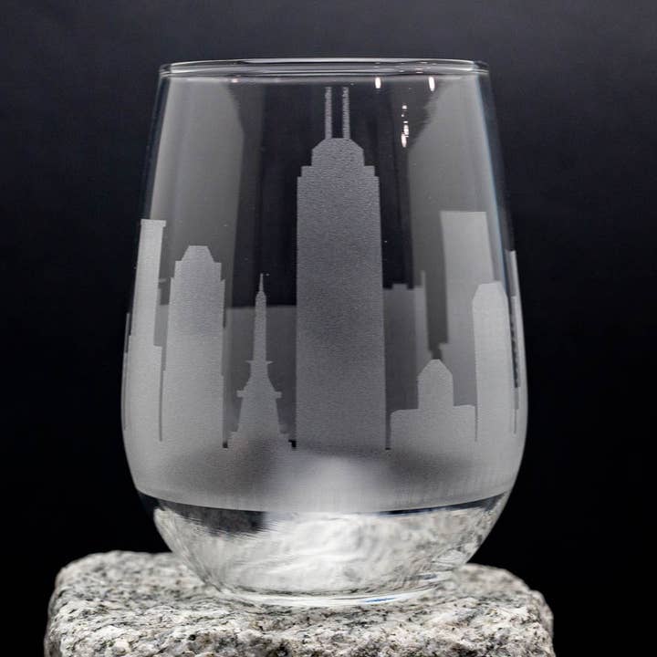Indianapolis, Indiana Skyline Wine Glass for wholesale by Urban & Etched