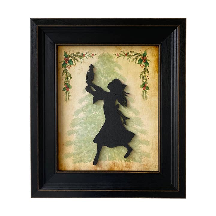 Clara Dancing with the Nutcracker Framed Wood Silhouette for wholesale by Madison Bay Co. - Historical Home Decor Reproductions