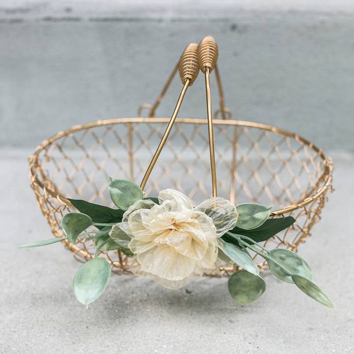 Indy Supply Co - Wholesale Basket - Champagne Gold Metallic Flower Girl Basket | Golden Wedding3