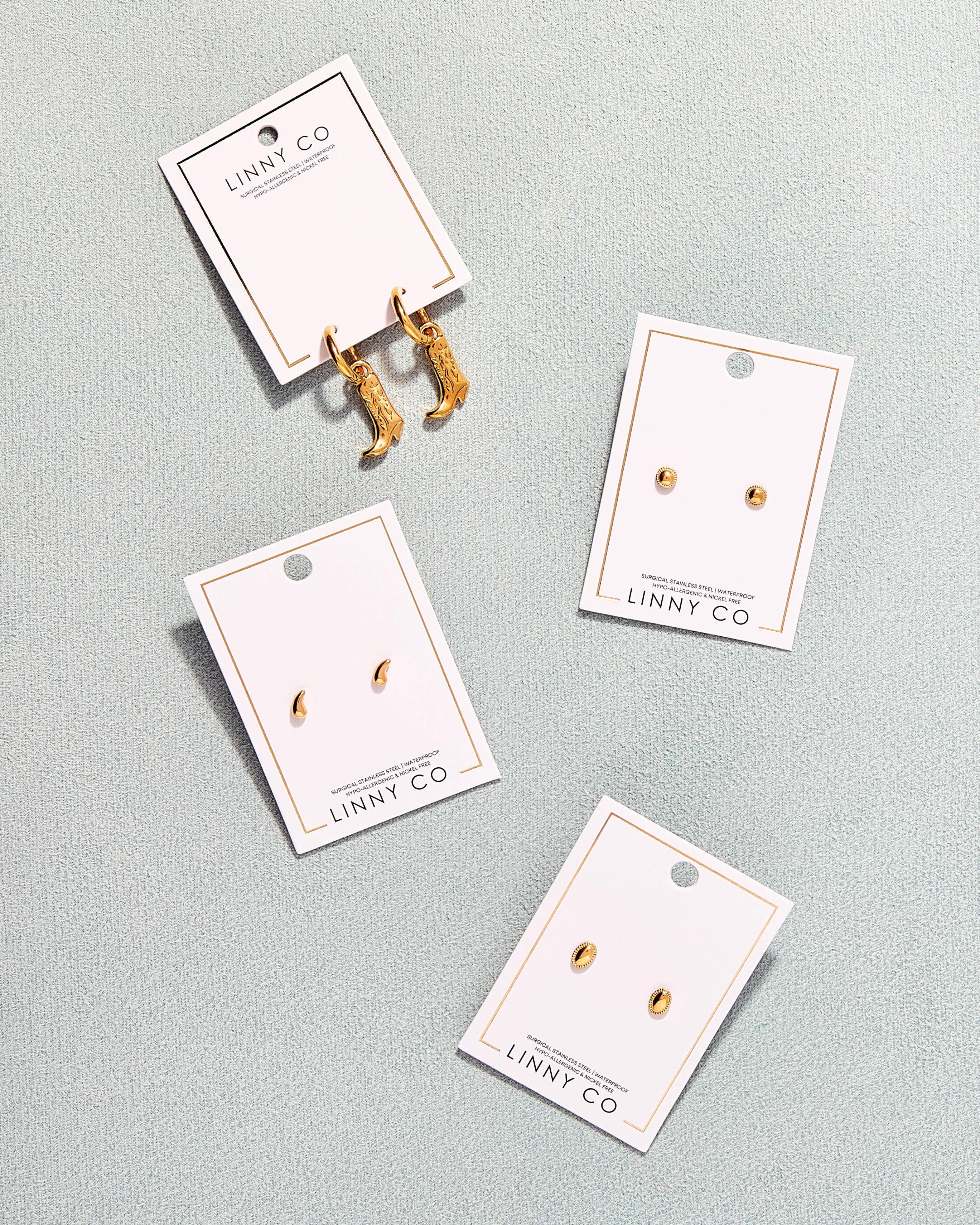 LINNY CO - Wholesale Stud/Post Earrings - Screwback Stud Earrings - Drew Oval Gold3