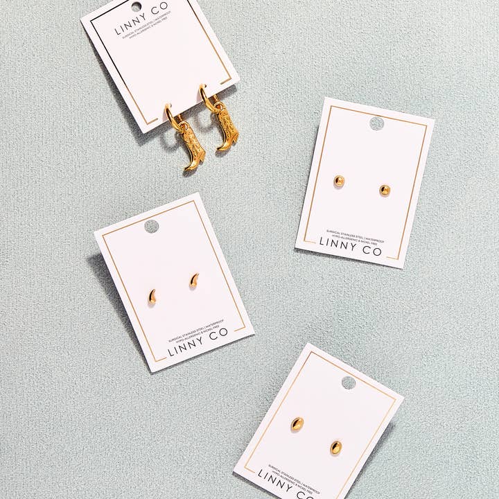 LINNY CO - Wholesale Stud/Post Earrings - Screwback Stud Earrings - Drew Oval Gold3