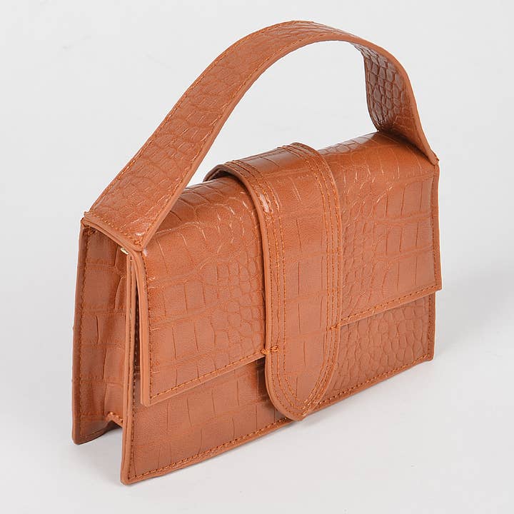 3AM BY H&D ACCESSORIES - Wholesale Crossbody Bag - Women's - Faux Croc Top Handle Crossbody Bag5