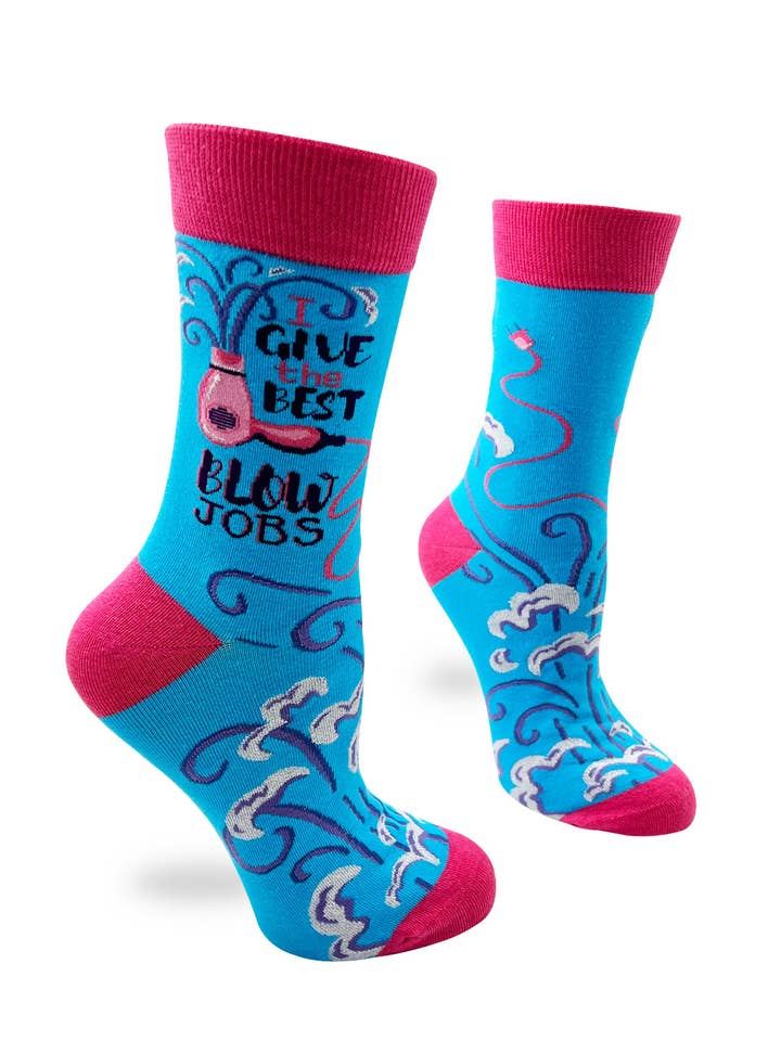 Fabdaz - Wholesale Socks - Women's - Funny Hairstylist I Give the Best Blow Jobs Women's Crew Soc