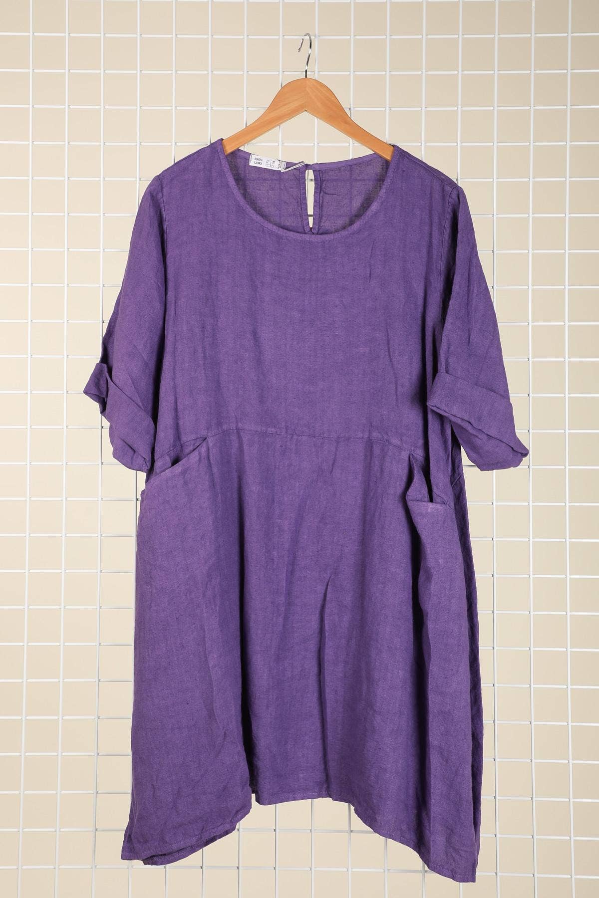 la maison des fibres naturelles – Engroshandel Kjole - Dame – Kort hørkjole med rund hals i 100 % hør 671915