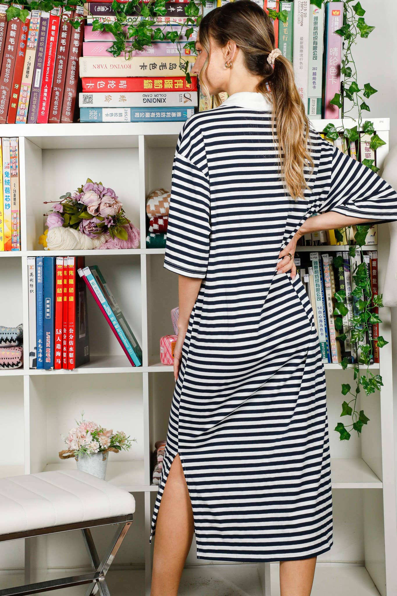 Armada Vestido polo estampado a rayas con hombros descubiertos VD82307 de venta al por mayor en Faire6