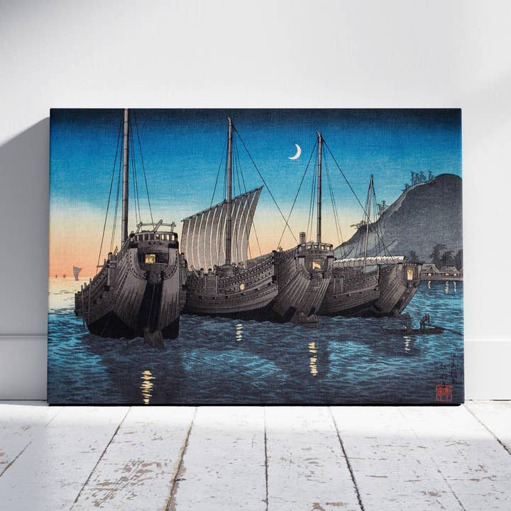 Junks in Inatori Bay, Izu - Hiroaki Takahashi - Ingelijste canvasafdruk voor aan de muur voor wholesale door House Prints