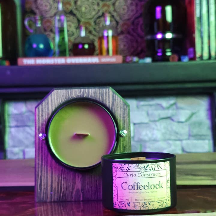 Curio Constructs - Wholesale Jar/Filled Candle - Coffeelock | Fantasy Soy Wax Wood Wick Candle1