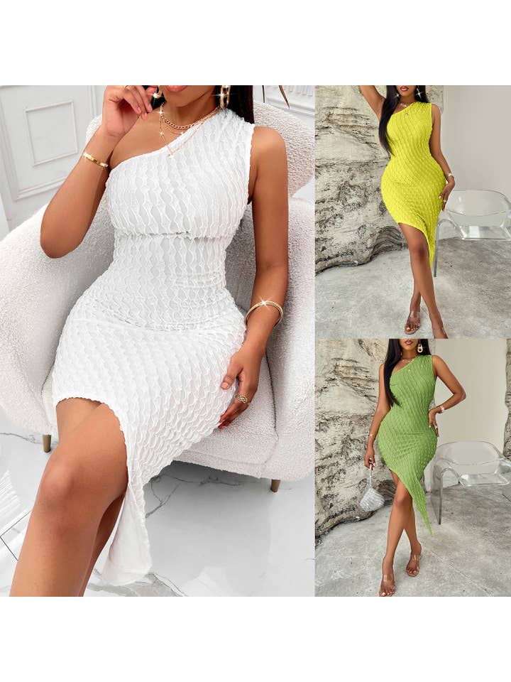 Sweetkama - Wholesale Dress - Women's - Ladies Sleeveless One Shoulder Midi Dress 241LQ54013-A888