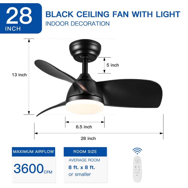 HOMYCASA DESIGN INC - Wholesale Ceiling Fan - 28 In Intergrated LED Ceiling Fan Lighting with ABS Blade2