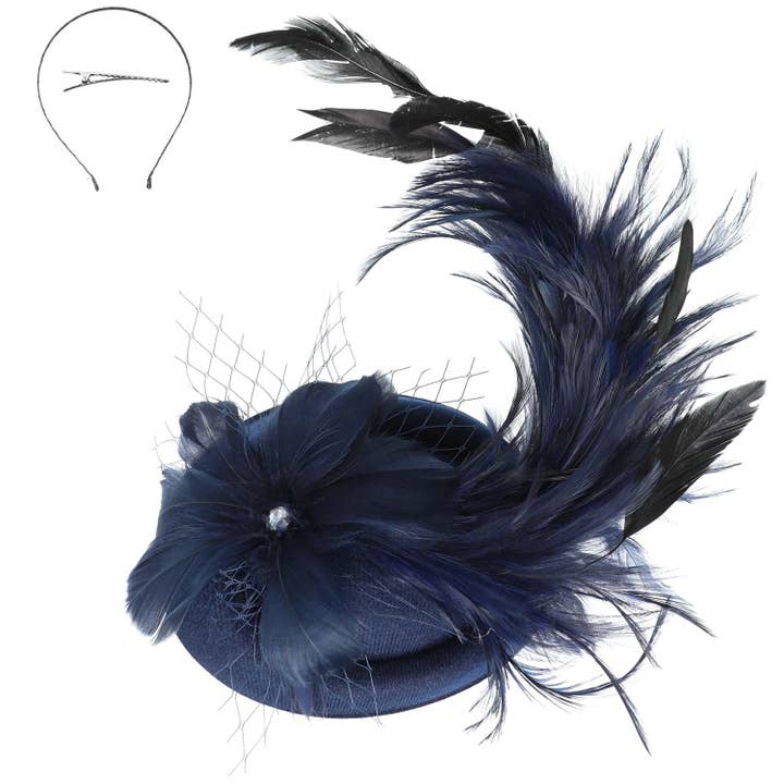 SP Sophia Collection - Wholesale Fascinator Hat - Women's - 3-Piece Bow Netted Fascinator Headband and Clip