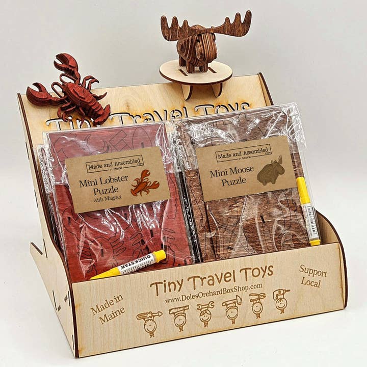 Made and Assembled - Wholesale Puzzle - Kids - Woodscape Wonders - 3D Wooden Mini Moose Puzzles
