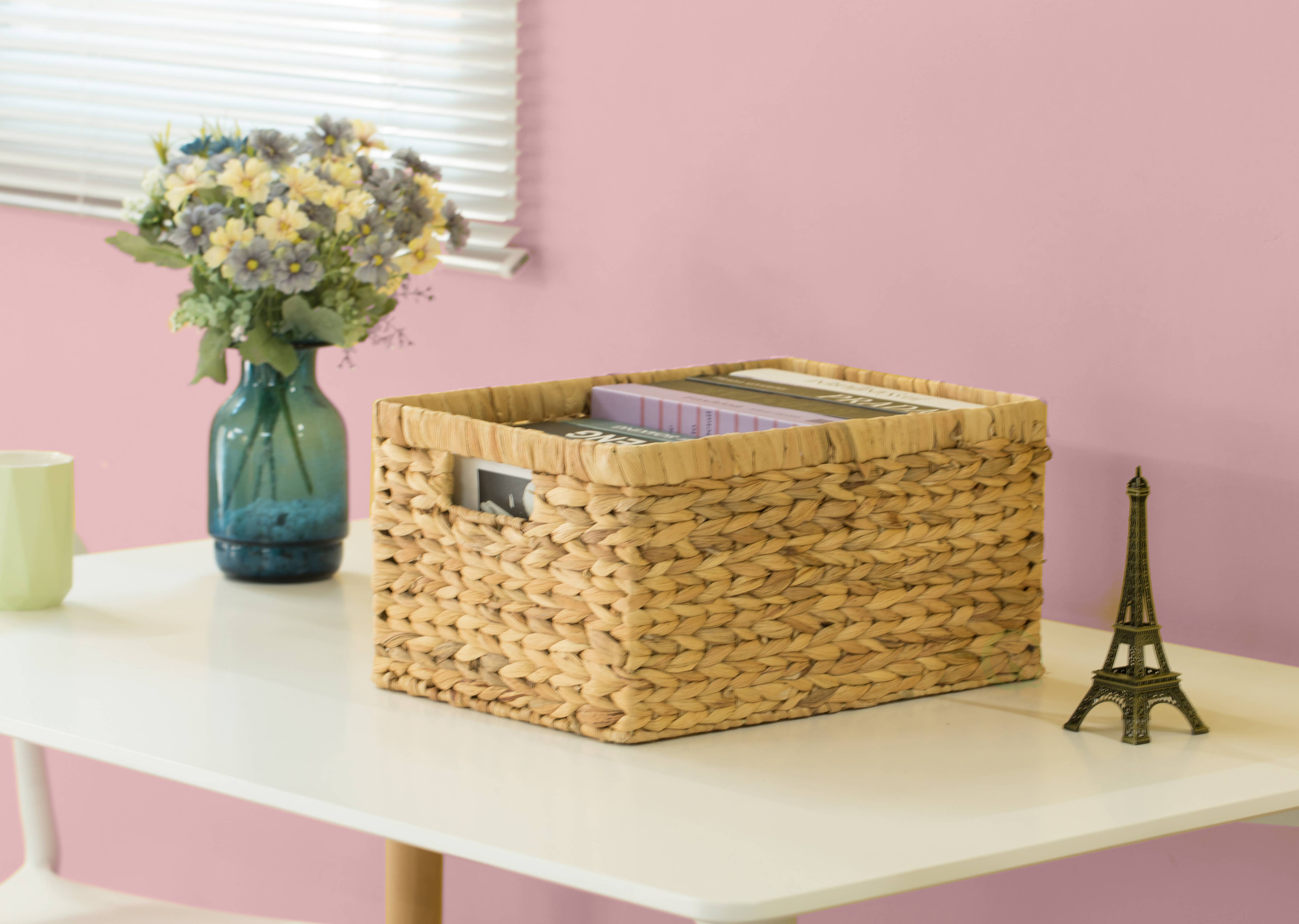 Quickway Imports – wholesale Korg – Naturligt vävt vatten hyacint flätade förvaring bin korg6