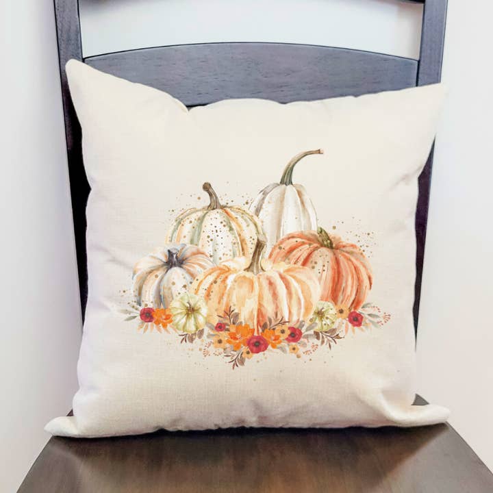Pumpkins and Flowers Pillow Cover for wholesale by Go Charlotte