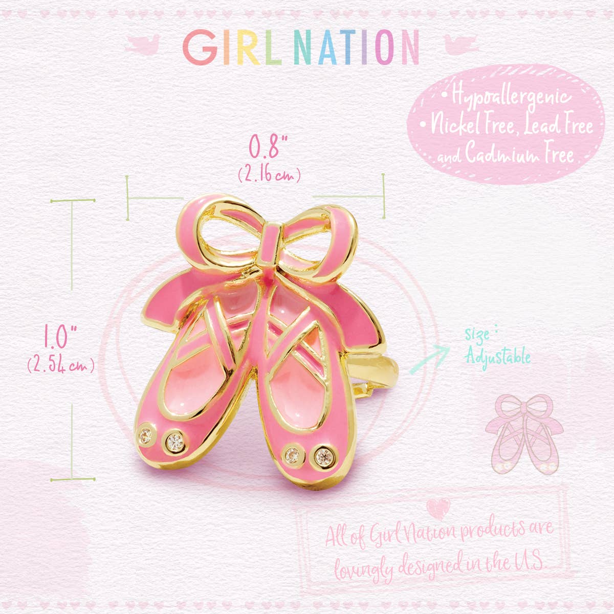 Girl Nation - Wholesale Jewelry Set - Ring on the Fun Ballerina Assortment with Free Display10