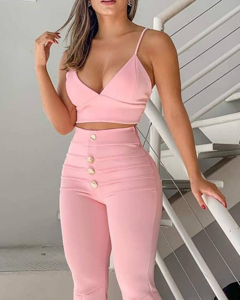 ROSA nuovo set di pantaloni a zampa con bottoni in cami in vendita all'ingrosso su Faire1