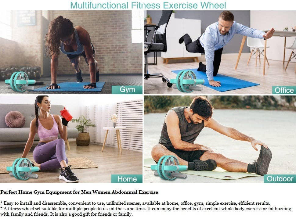 VIGOR – wholesale Fitness equipment – Ab Wheel Slide 4 wheel roller with resistance band Multifunc13