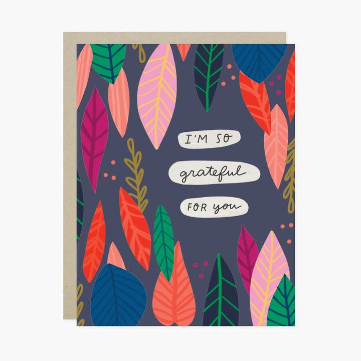 Grateful Leaves Thanksgiving Card for wholesale by Barone and Co.