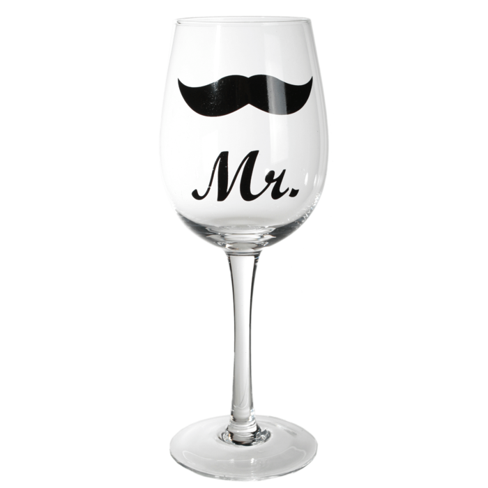 Out of the blue KG - Wholesale Wine Glass - Wine glass with Kiss and Moustache decor for,1
