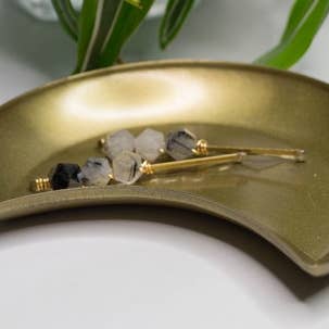 Wire Wrapped Rutiled Quartz Hairpins Barrettes - 8 mm for wholesale by Miss Penny Lane