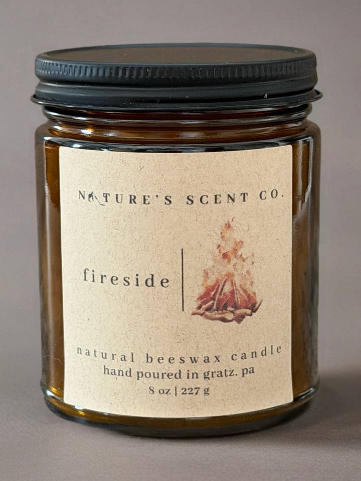 Fireside | Bougie en cire d'abeille inspirée par la nature | Mèche en bois pour la vente par Nature’s Scent Co