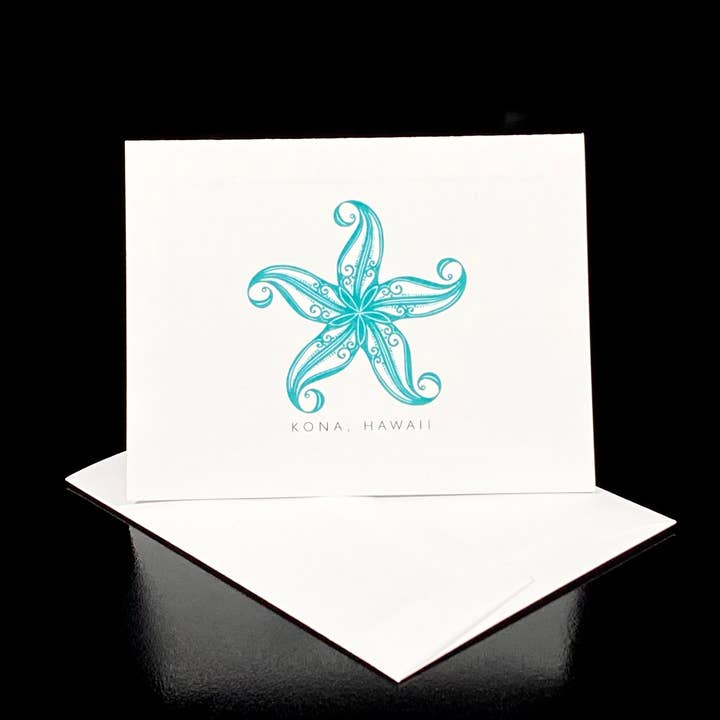 Beach Starfish-City/State Stationery 10 Cards & Envelopes for wholesale by Virginia Creamery Candle Co.