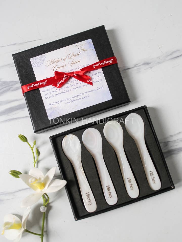 Set of 4 Mother of pearl Spoons Gift Box for wholesale by Tonkin Handicraft