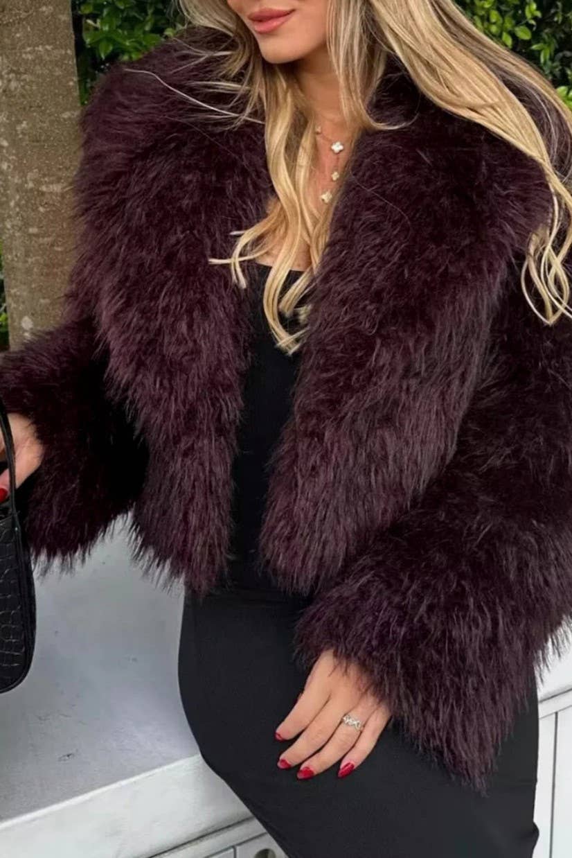 Rosa Clothing - Vente Veste – femme - Veste duveteuse en fausse fourrure à col oversize7