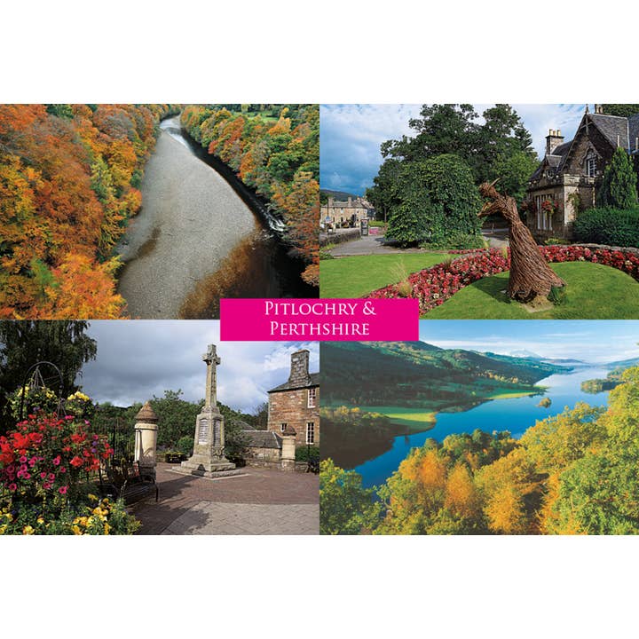 Petite carte postale Pitlochry pour la vente par Island Blue Publishing