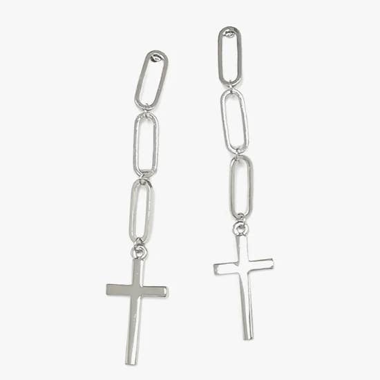 StarryNYC - Wholesale Dangle Earrings - Cross and Paper Clip Linked Drop Dangle Earrings4
