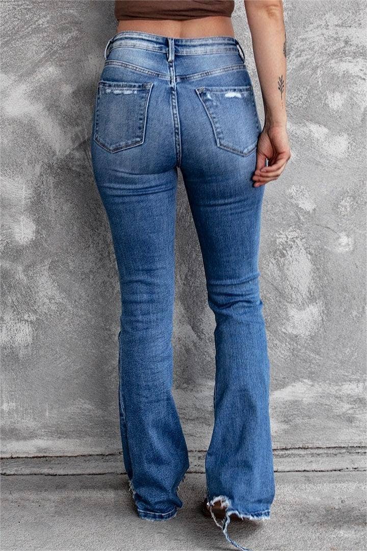 Rosa Clothing - Wholesale Jeans - Women's - High rise trousers stretch ripped jeans1