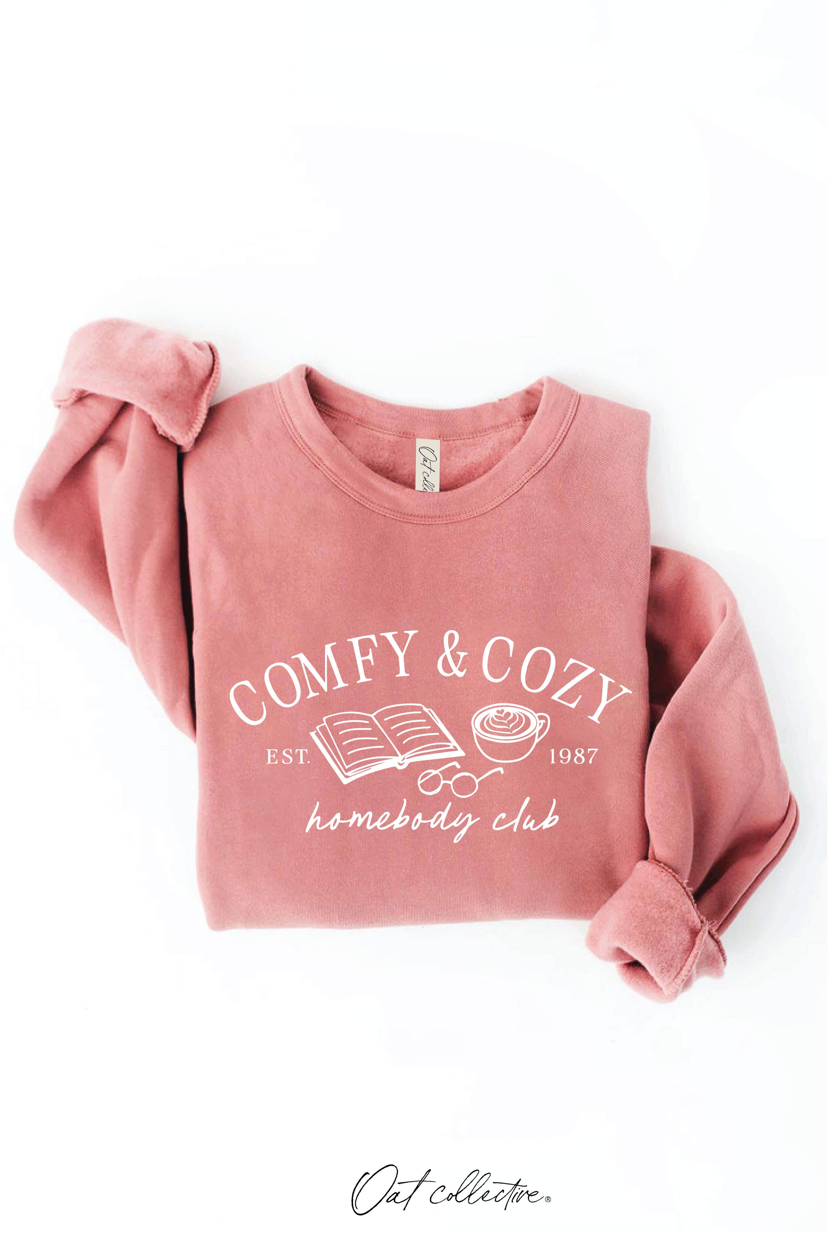 OAT COLLECTIVE – Camisola gráfica - Mulher por atacado – Moletom Gráfico Unissex COMFY AND COZY HOMEBODY CLUB3