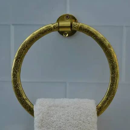 Moroccan Solid Brass Bathroom Towel Holder/Hanger for wholesale by Terracotta Design LTD
