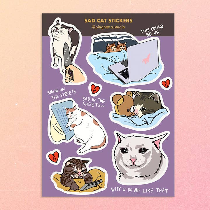 Chonky Goods by Ping Hatta. Studio - Wholesale Sticker - Cat Sticker Sheets