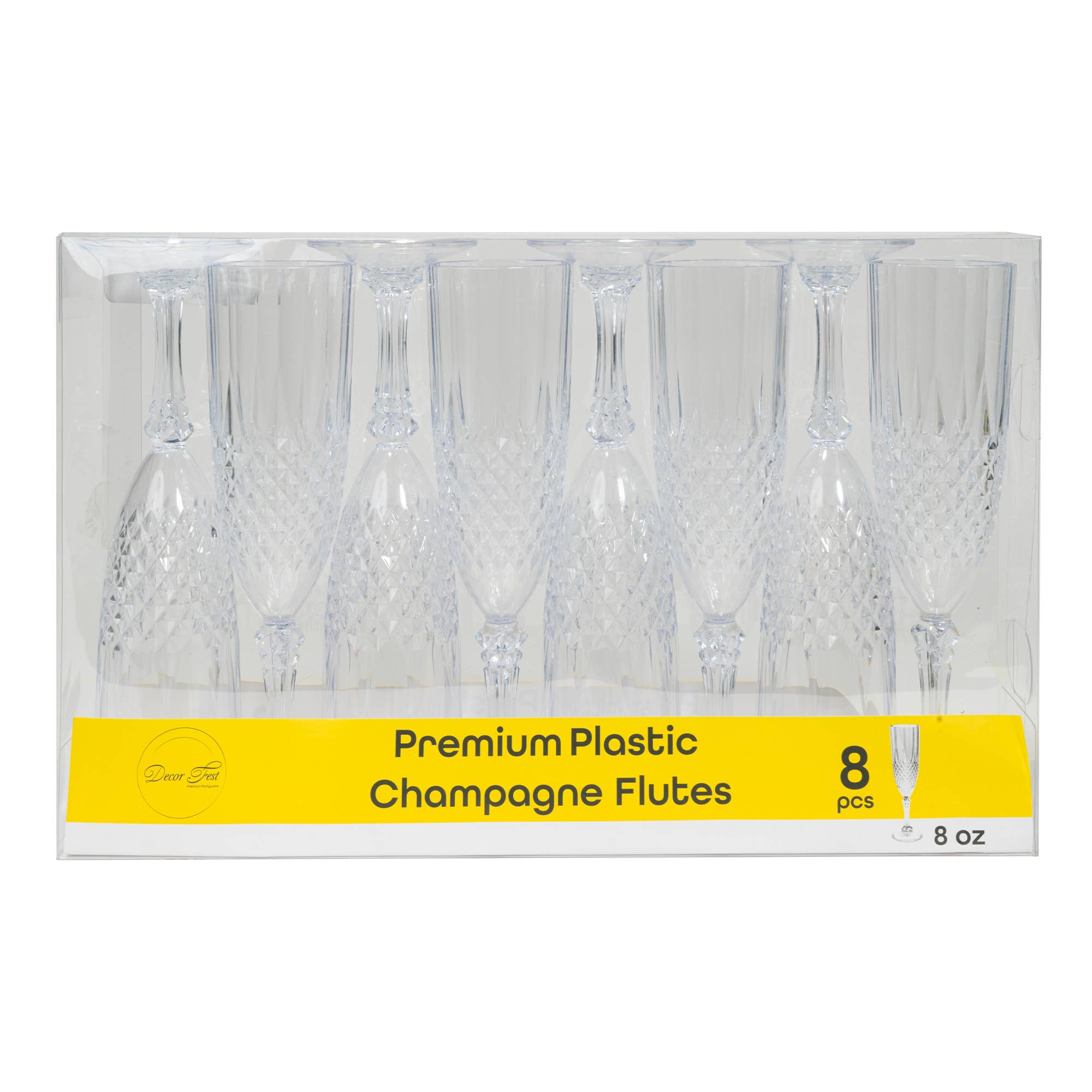 Portofino International Trading, USA - Vente Flûtes de champagne - Flûtes à champagne en plastique de qualité supérieure, 8 pièces/paquet, transparentes2