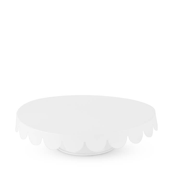 Twine - Wholesale Cake Stand - 11 inch Galvanized Metal Cake Stand Scalloped Edges in White0