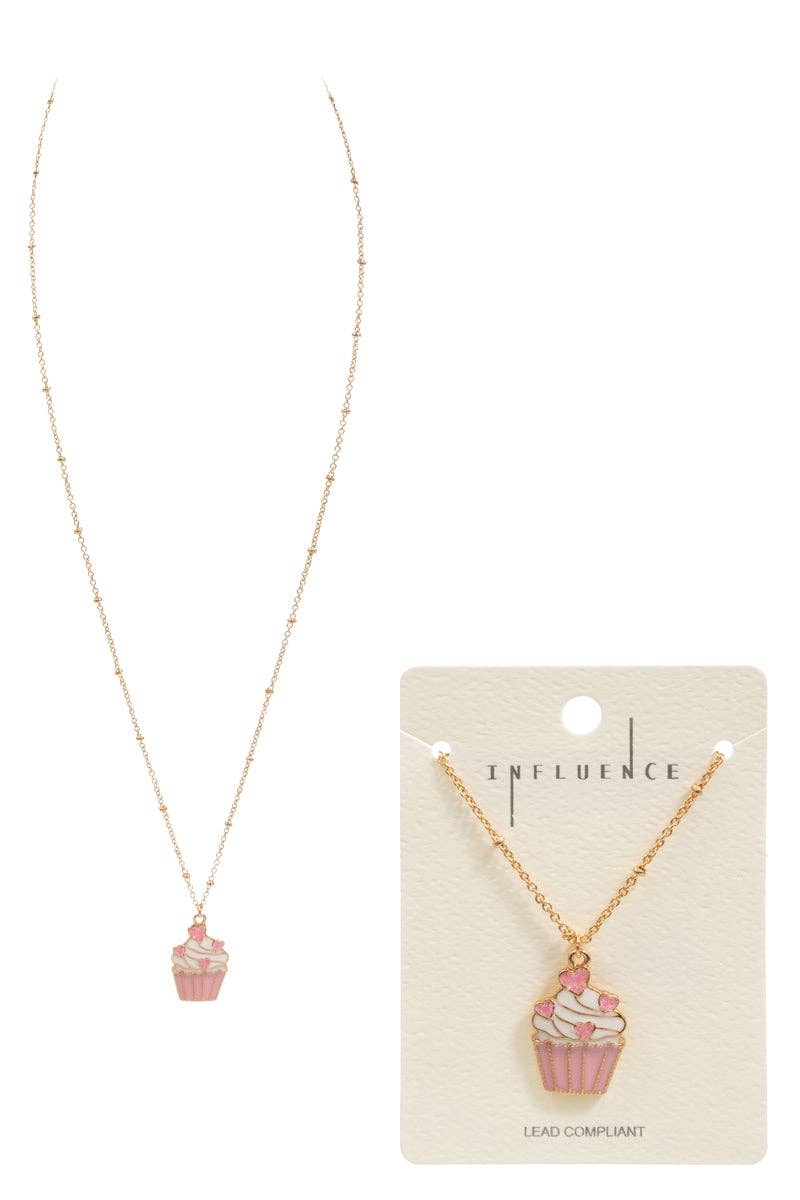 Designature New York - Vente Colliers à pendentif - Collier court en émail avec cupcake de la Saint-Valentin0