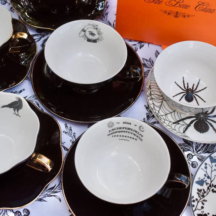 All Little Cute Things – wholesale Tea set – Spider Black and White Teacup and Saucer