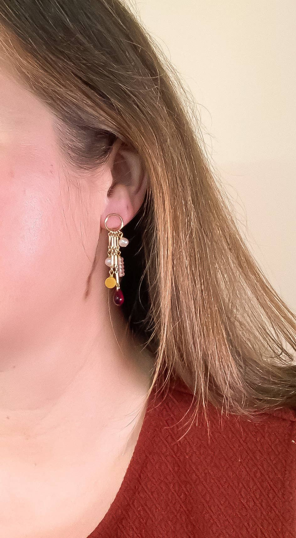 Michelle Starbuck Designs - Wholesale Dangle Earrings - Charm Earrings with Yellow Jasper, Freshwater Pearls, Vintage Glass1